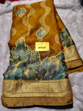 Yellow-Golden Brasso Saree