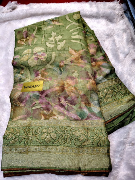 Olive Green Baraso Saree